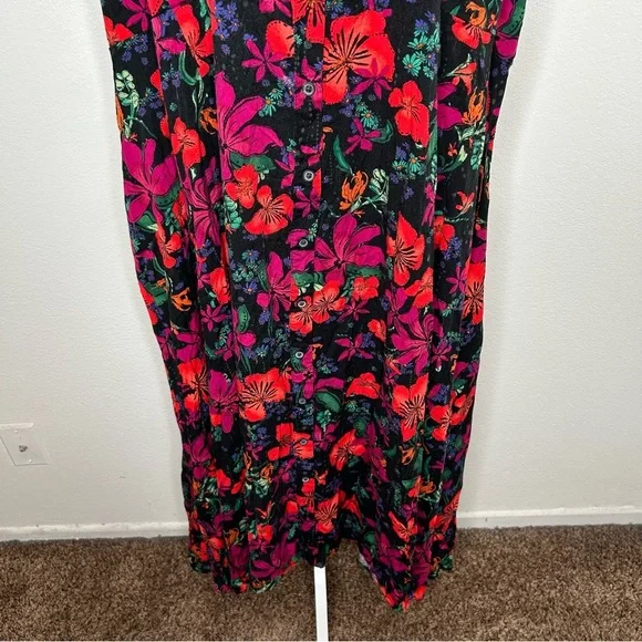 AVA & VIV Multicolor Floral Sleeveless Button Front Midi Dress Plus Size 3X - Picture 4 of 10